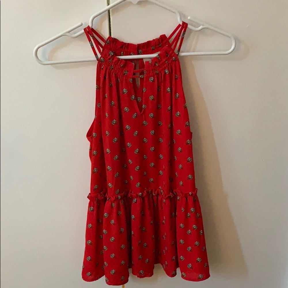 LOFT high neck peplum tank